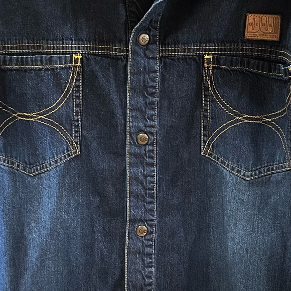 COOGI Down Under Blue Australia 4X XXXXL Cotton Denim Snap Long Sleeve Shirt Men - Picture 4 of 12